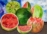 Viva la vida (watermelons), Frida Kahlo, oils, 1954 : r/Art