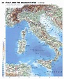 Large detailed physical map of Italy with roads and major cities ...