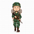 personaje de dibujos animados de soldado sosteniendo un arma. 6726074 ...