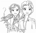 Dibujo de Elsa y Anna de Frozen 2 para colorear