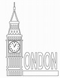 Dibujos del Big Ben de Londres para imprimir y pintar | Colorear imágenes