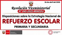 RVM N° 045-2022-MINEDU: Disposiciones sobre la ESTRATEGIA NACIONAL DE ...