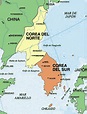 Mapa de Corea - Mapa Físico, Geográfico, Político, turístico y Temático.