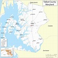 Map of Talbot County, Maryland showing cities, highways & important ...