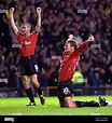 Roy Keane and Teddy Sheringham celebrate scoring November 2000 against ...