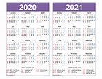 2020 And 2021 Calendar Printable With Holidays Word, PDF