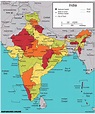 ⊛ Mapa de la India 🥇| Político & Físico Grande Para Imprimir · 2024