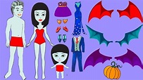 * Paper Dolls Vampire mother & daughter family Dress Up - Costumes ...
