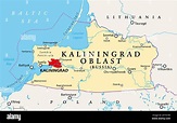 Oblast de Kaliningrado, mapa político. Región de Kaliningrado, sujeto ...