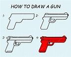 Paso a paso para dibujar una pistola. tutorial de dibujo de una pistola ...