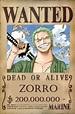 roronoa zoro, wanted poster zoro 200,000,000 | Cướp biển, Hình ảnh, Anime