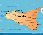 Mapa De Sicilia Con Sus Ciudades - Mapa Fisico