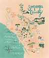 Sonoma County California Poster California Map Illustrated Map | Etsy