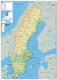 Suecia en el mapa físico - mapa Físico de Suecia (Norte de Europa - Europa)