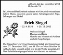 Traueranzeigen von Erich Siegel | zeit-des-gedenkens.de
