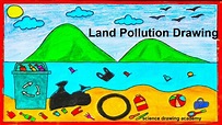 land pollution drawing in simple and easy steps | poster | chart ...
