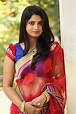 Telugu TV Actress Mounica homely look in red saree | Stylish Designer ...