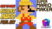 How to Draw Builder Mario - Super Mario Maker 8-Bit Pixel Art Drawing ...