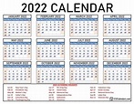 2022 calendar with federal holidays printable - ambassade-mauritanie ...