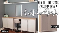 How to turn stock cabinets into a custom desk - YouTube