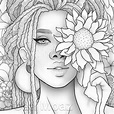 Printable Coloring Page Black Girl Floral Portrait - Etsy Israel