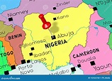 Nigeria, Abuja - Capital City, Pinned on Political Map Stock ...