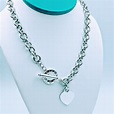 Tiffany & Co. 925 Sterling Silver Heart Charm Toggle Necklace 16" ⋆ ...