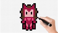 Cara menggambar Wanda Scarlet witch | Marvel Easy Pixel Art - YouTube