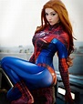 Spidergirl bellas cosplayers visten el traje de araña. - SUPERCUMBIA.COM