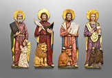 Die vier Evangelisten, vergoldet - handgeschnitzt