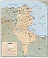 Detailed relief and political map of Tunisia. Tunisia detailed relief ...