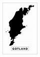 Buy Map - Gotland - White Poster here - BGAFRAMES.EU