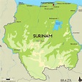 Large physical map of Suriname with major cities | Suriname | South America | Mapsland | Maps of ...