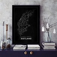 Hier Map - Gotland - Black Poster kaufen - BGASTORE.DE