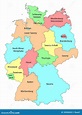 Colorful Detailed Map of Germany with Names of the Federal States ...