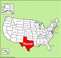 Texas location on the U.S. Map - Ontheworldmap.com