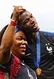Paul Pogba of France celebrates victory with his mother Yeo following ...