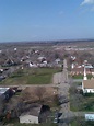 an aerial view of a small town in the country