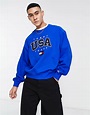 Tommy Jeans USA logo sweatshirt in blue | ASOS