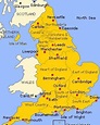 Mapa político de Inglaterra con nombres en español | Mapa de inglaterra ...