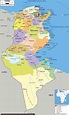 Large political and administrative map of Tunisia with roads, cities ...