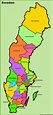 Administrative divisions map of Sweden - Ontheworldmap.com