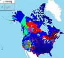 Map of dominant religions of the US & Canada by... - Maps on the Web