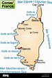 Mapa de la isla de Córcega como un panorama mapa en pastelorange Imagen ...