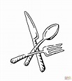 Dibujo de Tenedor Cuchara y Cuchillo para colorear | Dibujos para ...