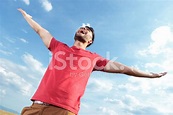 Casual Man Screaming At The Sky Stock Photo | Royalty-Free | FreeImages