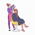 Premium Vector | Woman in beauty salon and hairdresser sketch ...