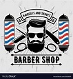 Barbershop logo with barber pole in vintage style Vector Image