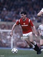 Frank Stapleton in action for Manchester United against Liverpool at ...