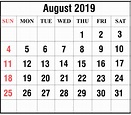 Free August 2019 Printable Calendar Template {PDF, Excel, Word} | Best ...